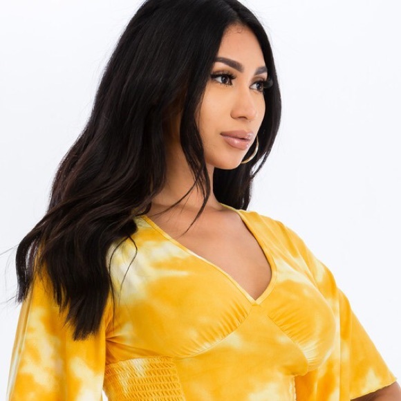 SUNSHINE YELLOW Tie Dye Cropped Top - Picture 4 of 6